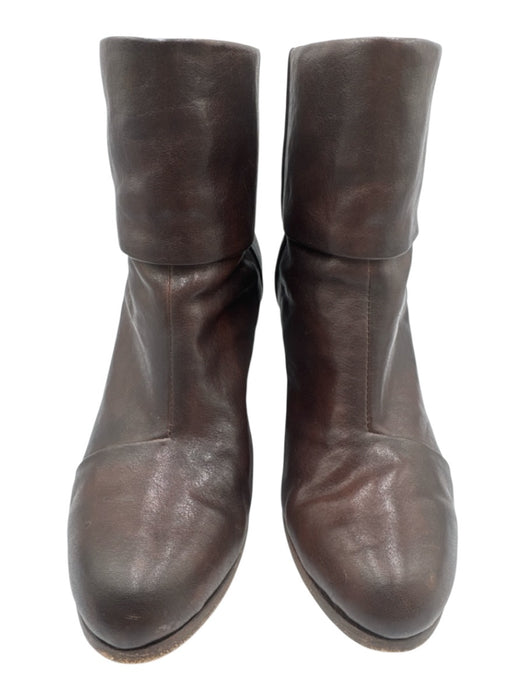 Rag & Bone Shoe Size 38 Brown Leather Round Toe Cap Toe Stack Heel Booties Brown / 38
