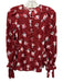 Rebecca Taylor Size 0 Red & Multi Silk & Viscose Floral Long Sleeve Top Red & Multi / 0