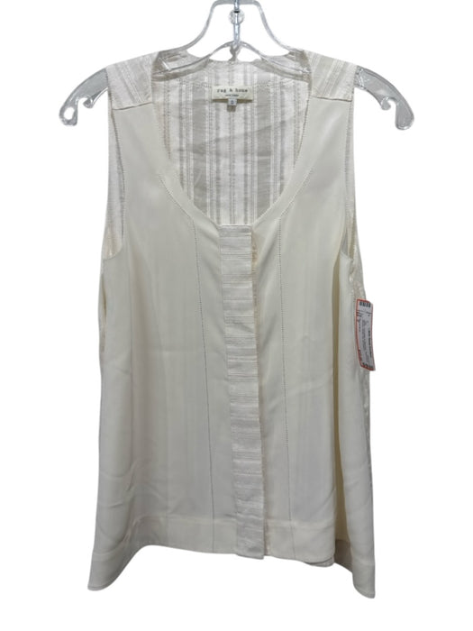 Rag & Bone Size 0 White Triacetate & Polyester Sleeveless Ribbed Button Up Top White / 0