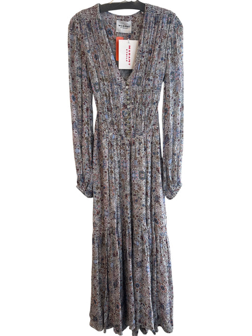 Etoile Isabel Marant Size 36 Grey & Multi Viscose Button Placket Floral Dress Grey & Multi / 36