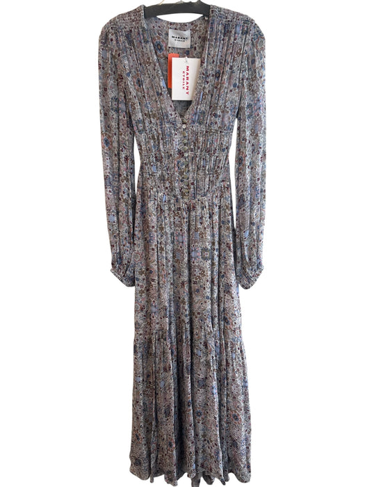 Etoile Isabel Marant Size 36 Grey & Multi Viscose Button Placket Floral Dress Grey & Multi / 36