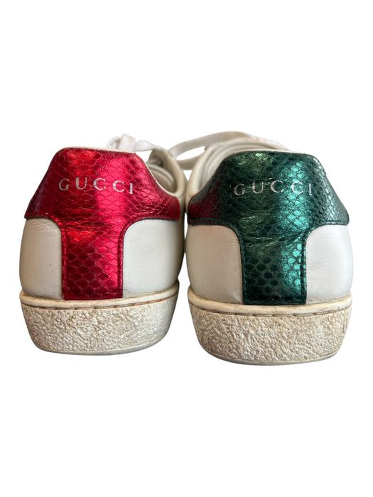 Gucci Shoe Size 36.5 White Green Red Leather Round Toe Arrow detail Shoes White Green Red / 36.5
