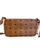 MCM Brown Leather Zip Close Gold detail Adjustable Strap Monogram Detail Bag Brown / L