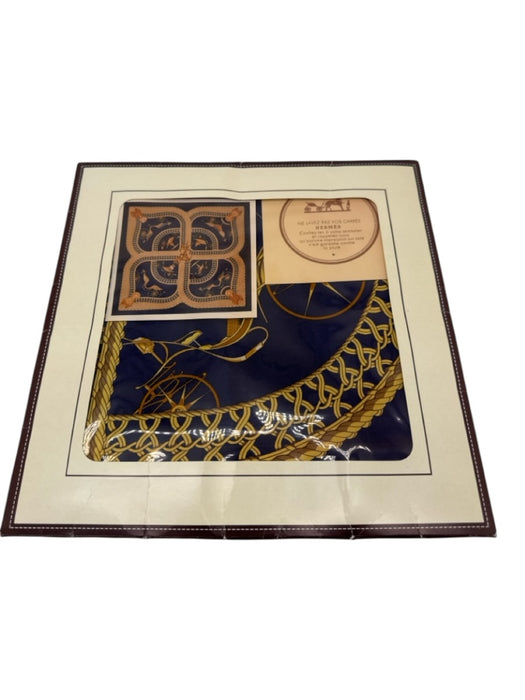 Hermes Blue & Yellow Silk Equestrian scarf Blue & Yellow / 90cm