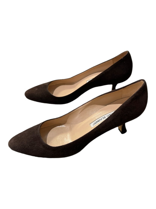 Manolo Blahnik Shoe Size 36 Brown Leather Suede Pointed Toe Kitten Heel Shoes Brown / 36