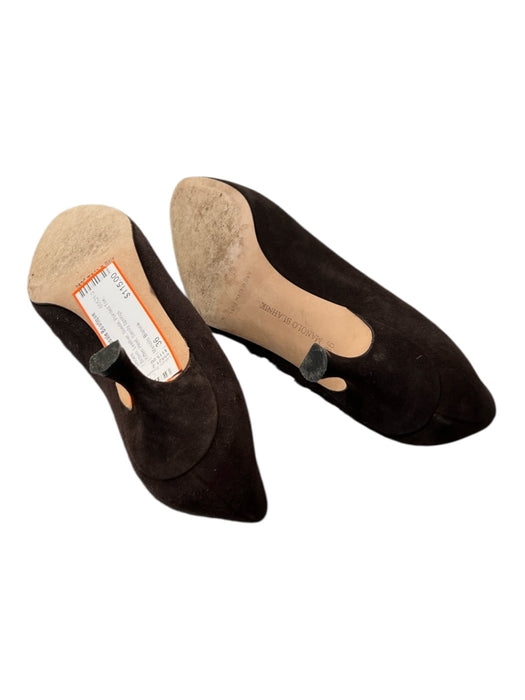 Manolo Blahnik Shoe Size 36 Brown Leather Suede Pointed Toe Kitten Heel Shoes Brown / 36
