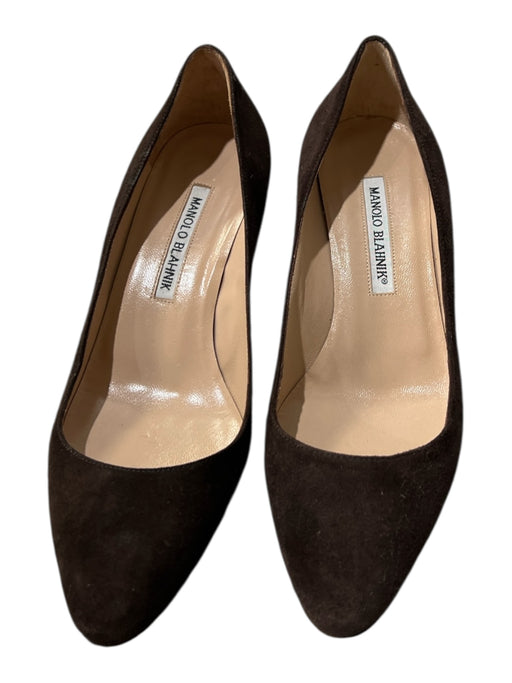 Manolo Blahnik Shoe Size 36 Brown Leather Suede Pointed Toe Kitten Heel Shoes Brown / 36