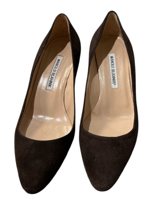 Manolo Blahnik Shoe Size 36 Brown Leather Suede Pointed Toe Kitten Heel Shoes Brown / 36