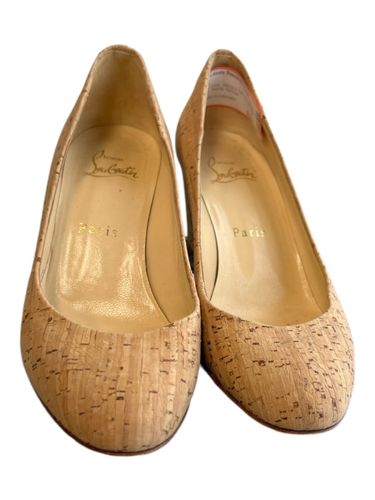 Christian Louboutin Shoe Size 37 Brown Cork Almond Toe Wedge Red Bottom Shoes Brown / 37