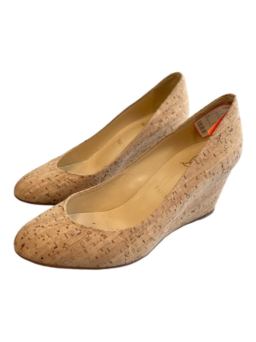 Christian Louboutin Shoe Size 37 Brown Cork Almond Toe Wedge Red Bottom Shoes Brown / 37