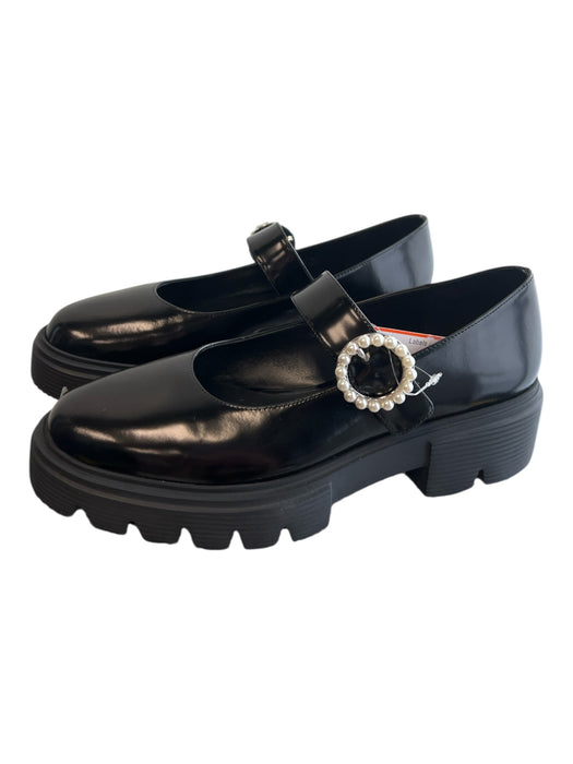 Stuart Weitzman Shoe Size 39.5 Black Leather One Strap Pearl Buckle Shoes Black / 39.5