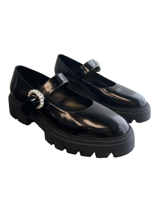 Stuart Weitzman Shoe Size 39.5 Black Leather One Strap Pearl Buckle Shoes Black / 39.5