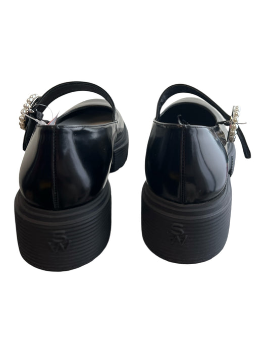 Stuart Weitzman Shoe Size 39.5 Black Leather One Strap Pearl Buckle Shoes Black / 39.5