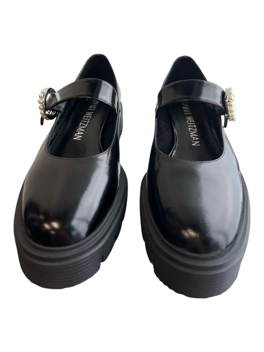 Stuart Weitzman Shoe Size 39.5 Black Leather One Strap Pearl Buckle Shoes Black / 39.5