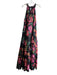 PQ Size M/L Black & Multi Ruffle Accent Floral Sleeveless Silver accent Dress Black & Multi / M/L