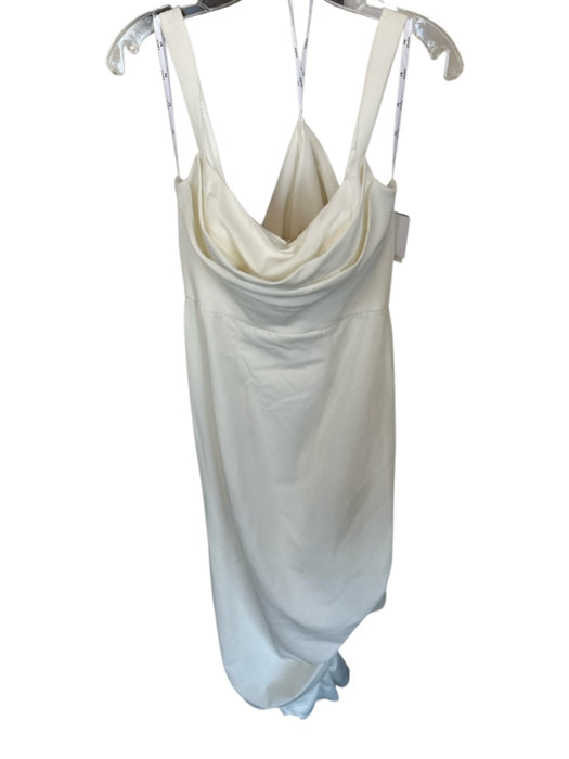 DB Studio Size 8 White Button Detail Front Gather Straps Built In Bra Dress White / 8