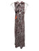 Faithfull the Brand Size L White & Brown Linen Blend Zebra Print Halter Jumpsuit White & Brown / L