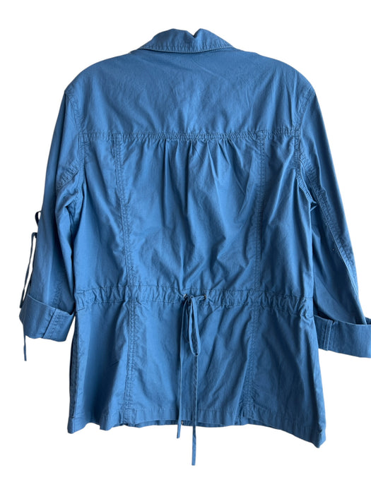 Cabi Size M Blue Cotton Collared Zip Front Long Sleeve Chest Pocket Jacket Blue / M