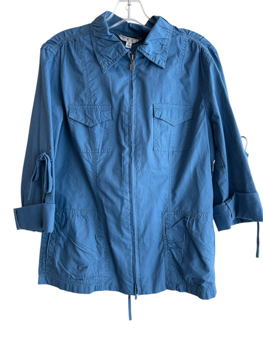 Cabi Size M Blue Cotton Collared Zip Front Long Sleeve Chest Pocket Jacket Blue / M
