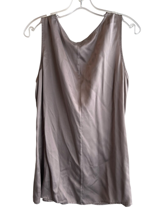 Cabi Size L Grey Silk V Neck Sleeveless Pleated Top Grey / L