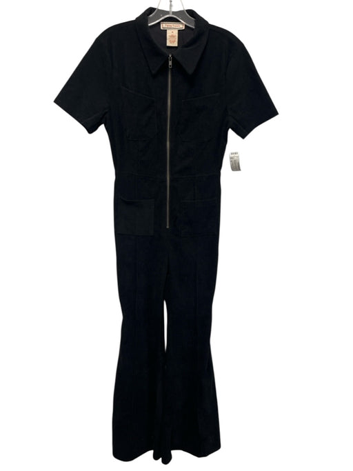 Flying Tomato Size M Black Polyester Corduroy Flare Utility Jumpsuit Black / M