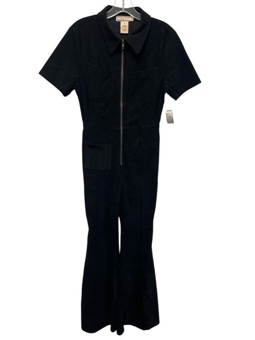 Flying Tomato Size M Black Polyester Corduroy Flare Utility Jumpsuit Black / M