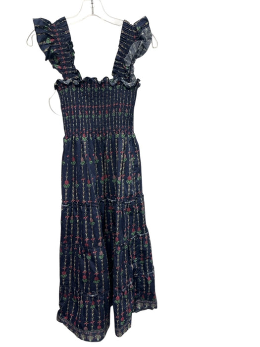 Hill House Size S Blue & Multi Cotton Smocked Ruffle Pockets Dress Blue & Multi / S