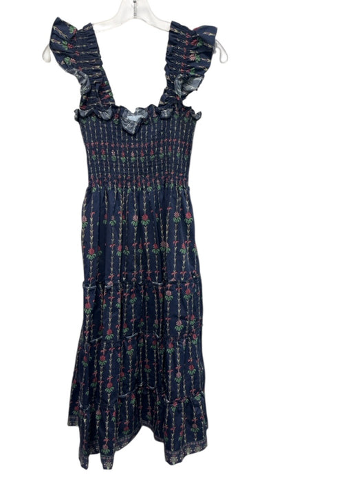 Hill House Size S Blue & Multi Cotton Smocked Ruffle Pockets Dress Blue & Multi / S