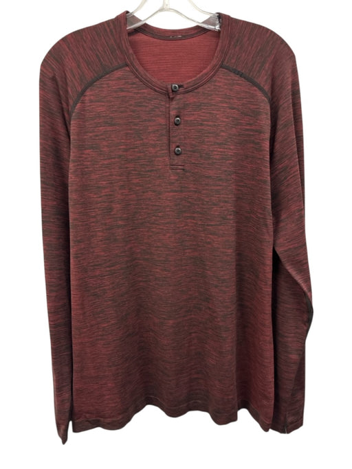 Lululemon Size L Red & Black Synthetic Heathered Athletic Long Sleeve Shirt Red & Black / L