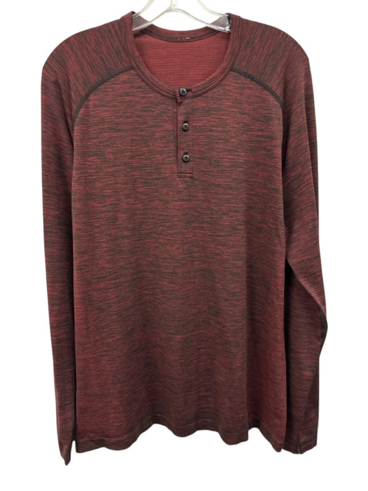 Lululemon Size L Red & Black Synthetic Heathered Athletic Long Sleeve Shirt Red & Black / L