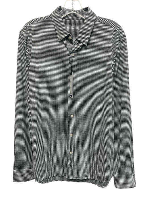 Rhone NWT Size M Green & White Synthetic Plaid Button Up Men's Long Sleeve Shirt Green & White / M