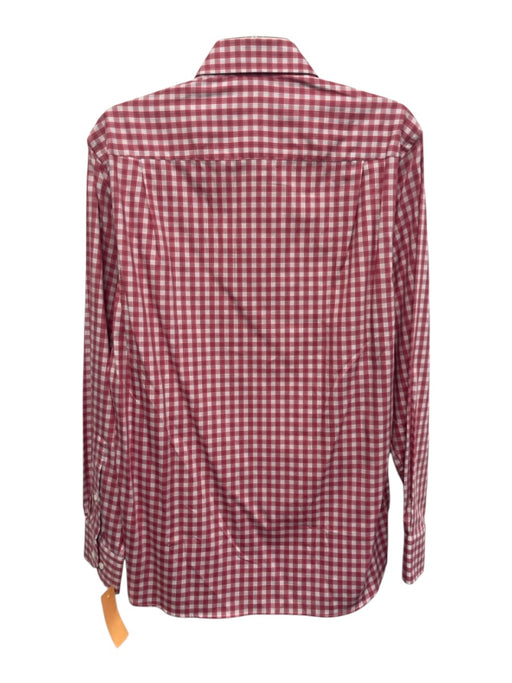Peter Millar NWT Size M Red & White Cotton Blend Plaid Men's Long Sleeve Shirt Red & White / M
