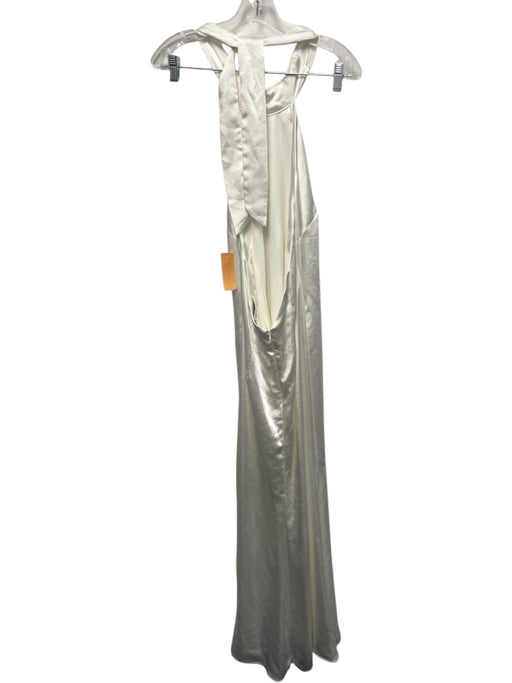Elliatt Size S White Polyester Satin Halter Neck Sleeveless Back Zip Dress White / S