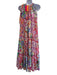Vilagallo Size M White & Multi Cotton Watercolor Print Gathered Tie Detail Dress White & Multi / M
