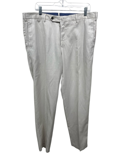 PT01 Size 56 Off White Cotton Solid Khaki Dress Men's Pants Off White / 56