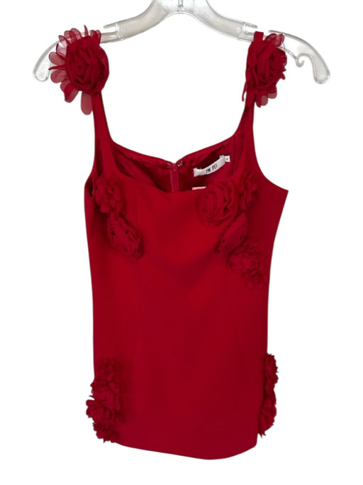 JW PEI Size 4 Red Polyester Blend Sleeveless Flower Application Back Zip Dress Red / 4