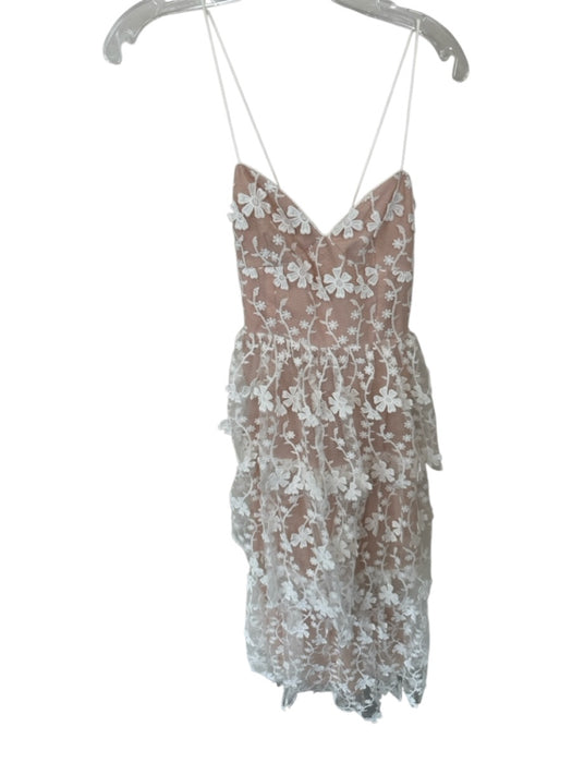endless rose Size S White & blush Polyester Floral Crochet Lace Midi Gown White & blush / S
