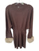 Anthropologie Size L Brown & Tan Viscose Blend Faux Fur Detail Knit Mini Dress Brown & Tan / L