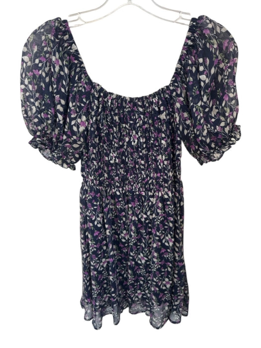 by Together Size S Navy & Purple Floral babydoll Smocked Mini Dress Navy & Purple / S