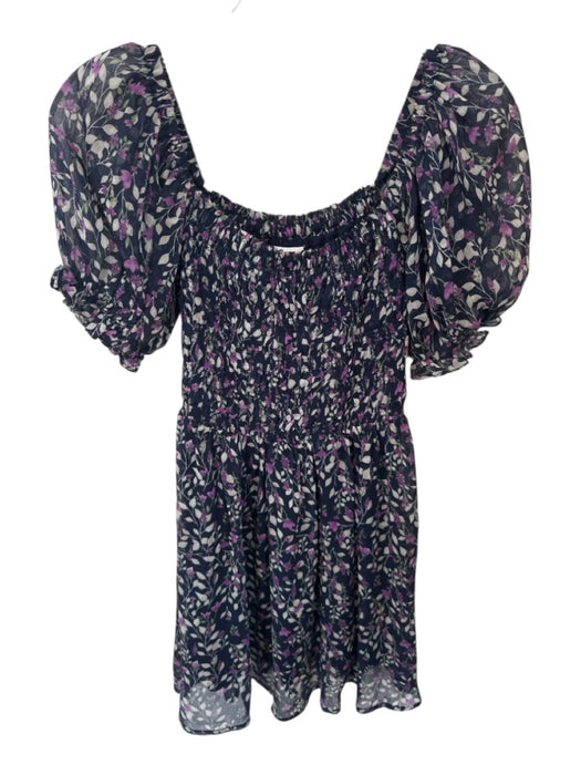 by Together Size S Navy & Purple Floral babydoll Smocked Mini Dress Navy & Purple / S