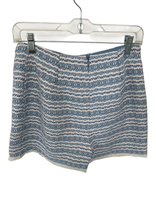 House of Harlow Size 6 Baby Blue Polyester Blend Tweed Fringe Hem Wrap Skirt Baby Blue / 6