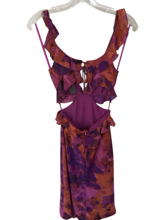 Selfie Leslie Size S Purple & Burnt Orange Polyester Cutout Ruffle Abstract Gown Purple & Burnt Orange / S