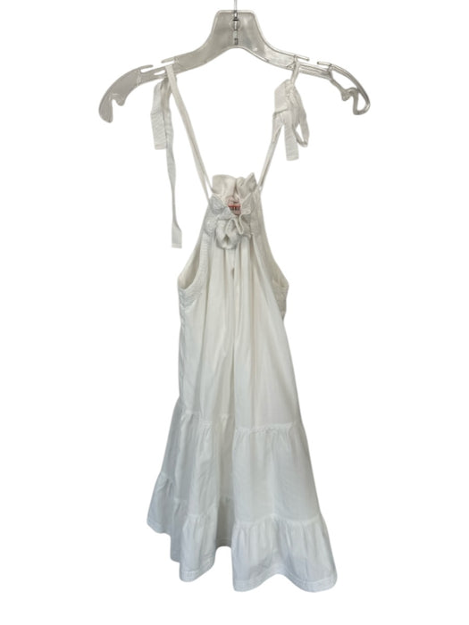 Aureum Size XS White Cotton Tie Straps Lace Detail Sleeveless Dress White / XS