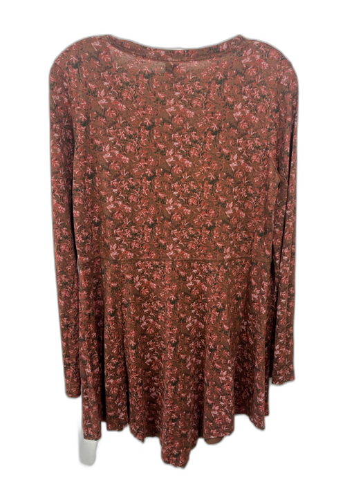 Peruvian Connection Size M Brown & Red Pima Cotton Blend Abstract Floral Dress Brown & Red / M