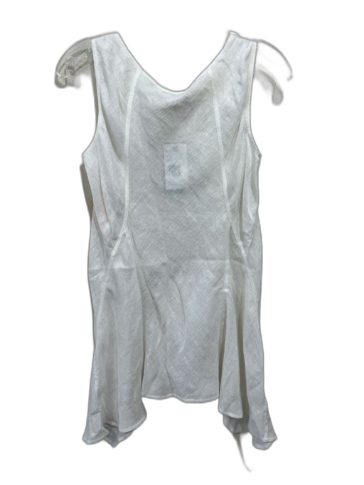 Lafayette 148 Size 6 White Linen Sleeveless Hankerchief Hem Long Tank Top White / 6