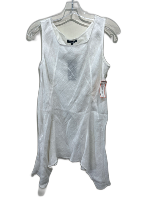 Lafayette 148 Size 6 White Linen Sleeveless Hankerchief Hem Long Tank Top White / 6