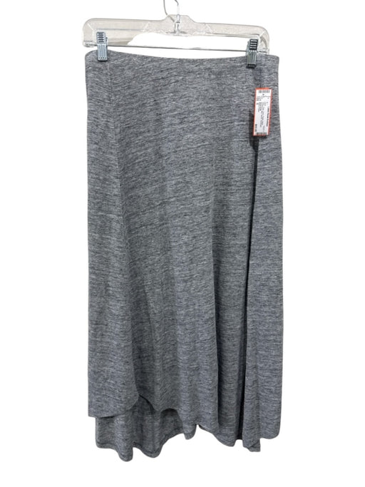 Eileen Fisher Size S Gray Linen Elastic Waist Heathered Midi Stretch Skirt Gray / S