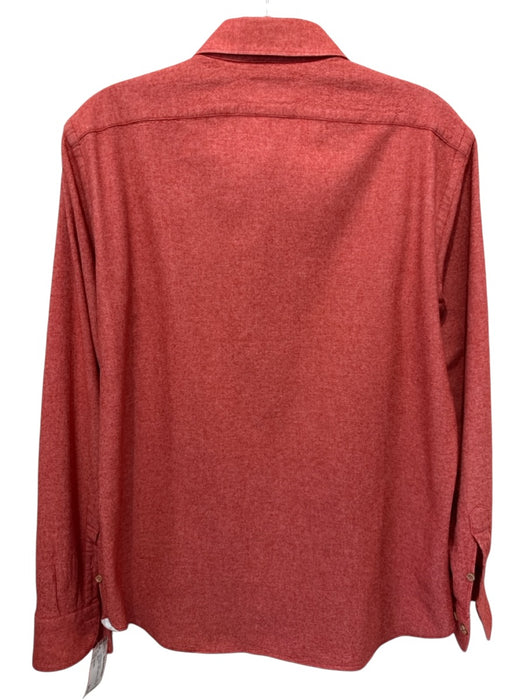 Giannetto Size L Red Cotton Solid Button up Men's Long Sleeve Shirt Red / L
