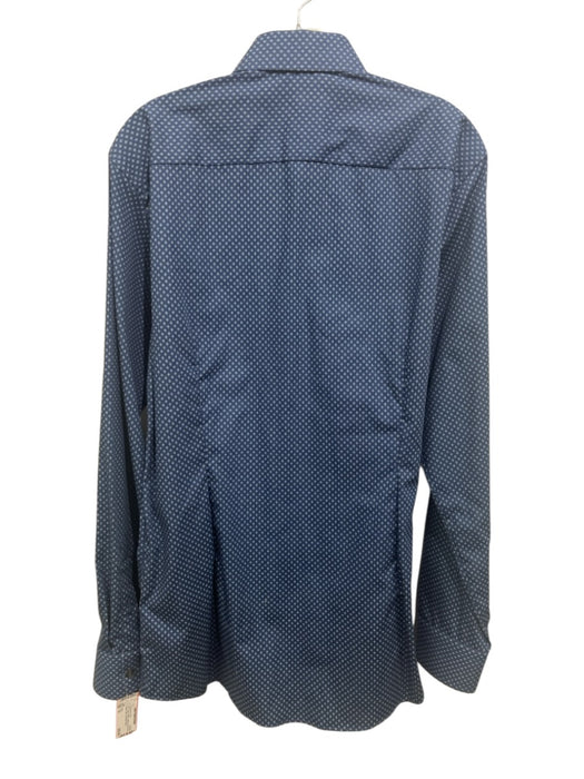 Eton NWT Size 16 Blue & White Cotton All Over Print Men's Long Sleeve Shirt Blue & White / 16