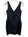 David Meister Size 6 Black & White Linen Sleeveless Contrast Stitch V Neck Dress Black & White / 6